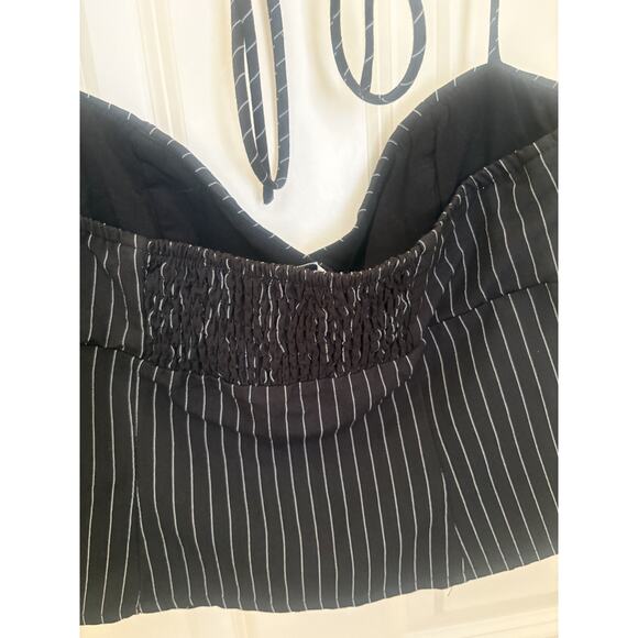 PRINCESS POLLY Luca Pin Stripe 2 Pc SET Crop Top Mini Skirt Size 4 MOB MISTRESS - Picture 6 of 6